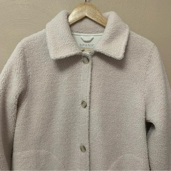 Spanx Fleece Shirt Jacket Sherpa Shacket in Cream Size Medium - Picture 6 of 16